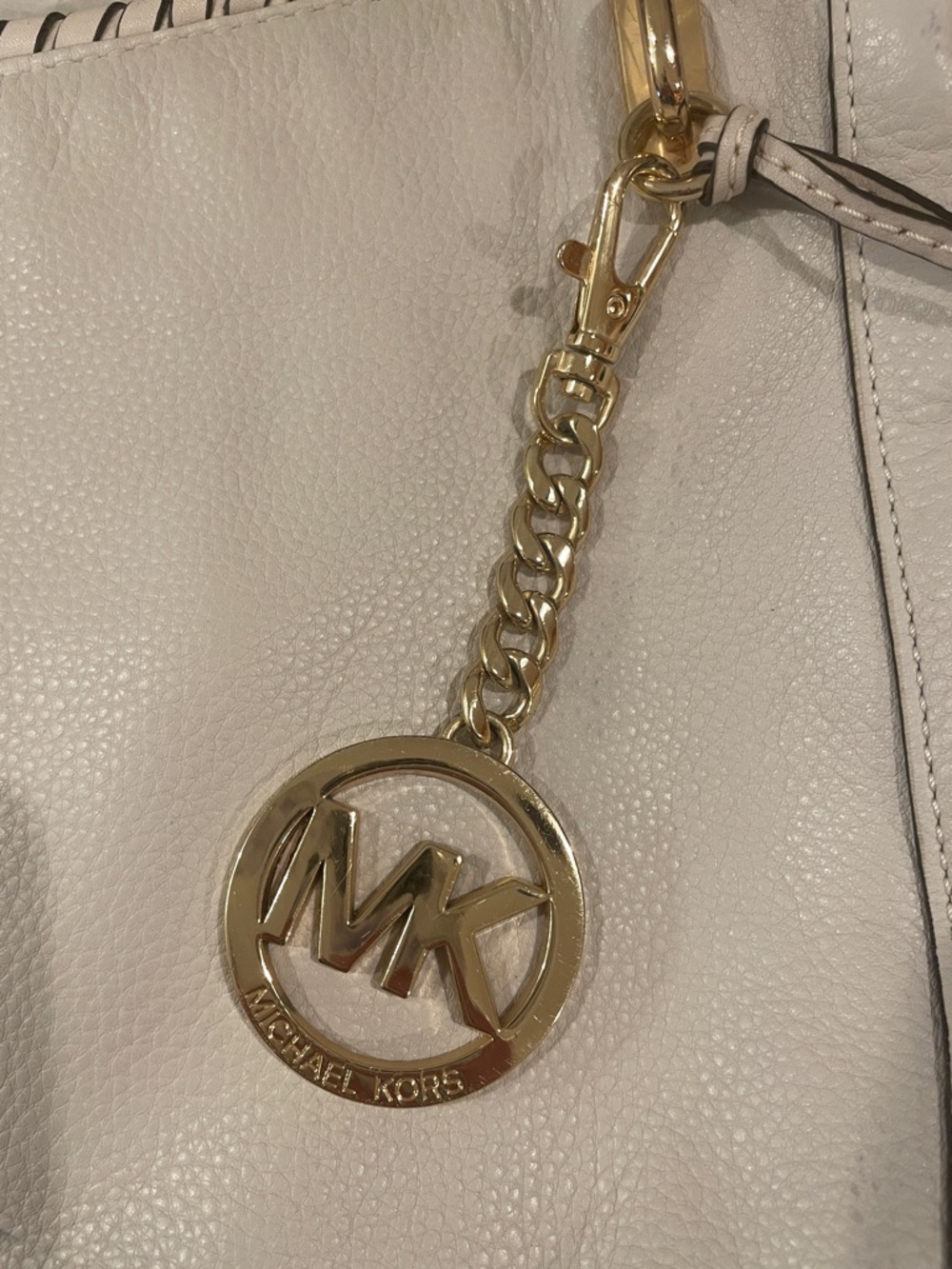 Michael Kors Cream Leather Hobo with Tassel and Gold Charm - Picture 2 of 11